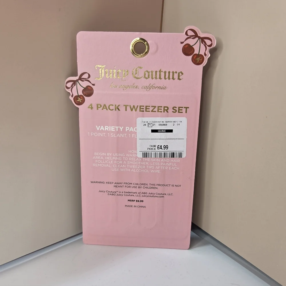 💕▪️Juicy Couture▪️ Hot Pink and Gold Set Of 4 Tweezers